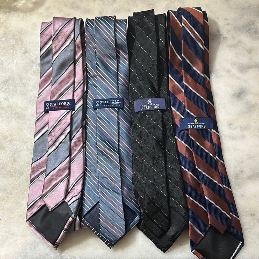 Stafford Men's Tie Set - Pink, Blue, Black, Brown